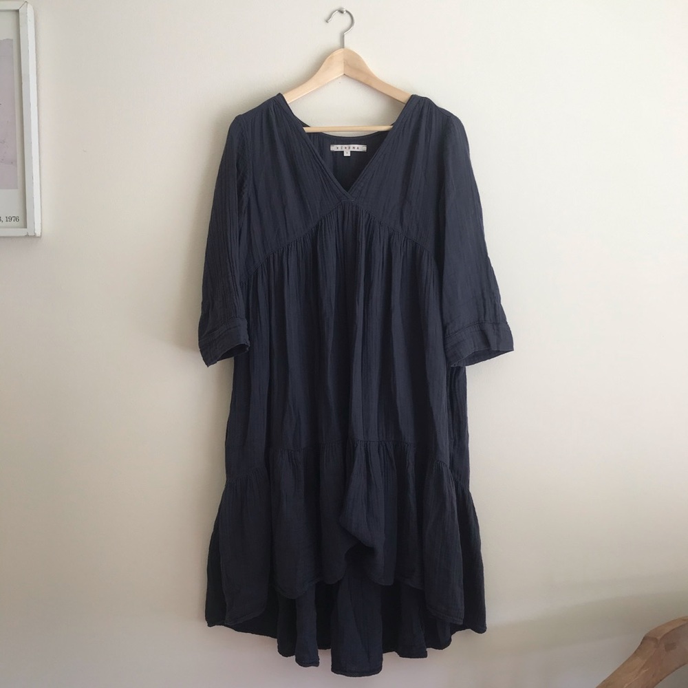XIRENA navy blue cotton gauze dress small
